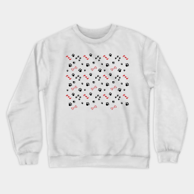 Dog treat candy cane and paw prints. Crewneck Sweatshirt by CraftCloud